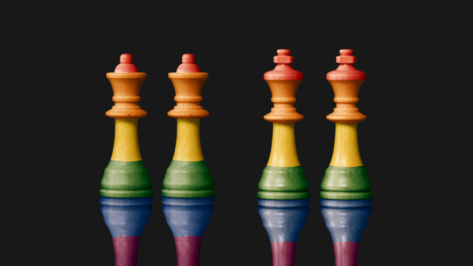 Koenige und Damen Schachfiguren für die gleichgeschlechtliche Ehe 